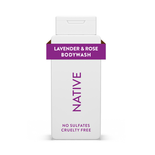 Native Lavender & Rose Body Wash bottle with white packaging and purple text