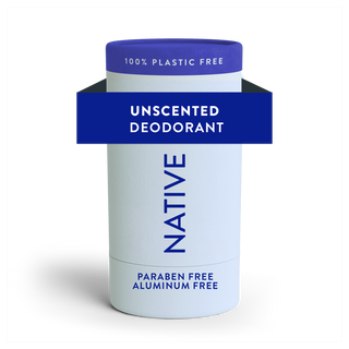 Native Unscented deodorant, aluminum-free and paraben-free, 2.65 oz plastic-free stick